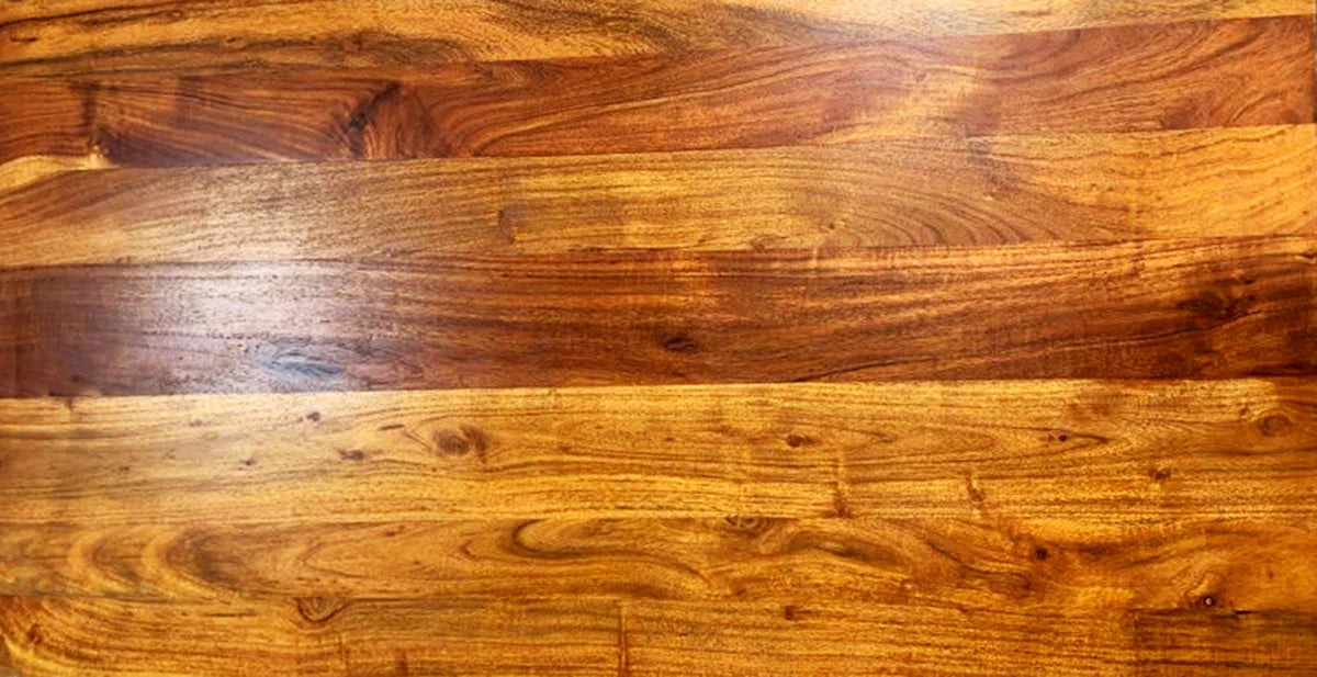 Rustic Solid Wood Live Edge Center Table | Natural Wood & Metal Base