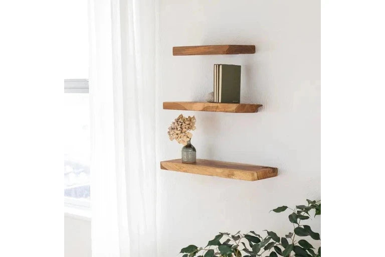 Rustic Deep Solid Wood Floating Shelves – Set of 3 Handcrafted Wall Décor | Wood’s Buddy