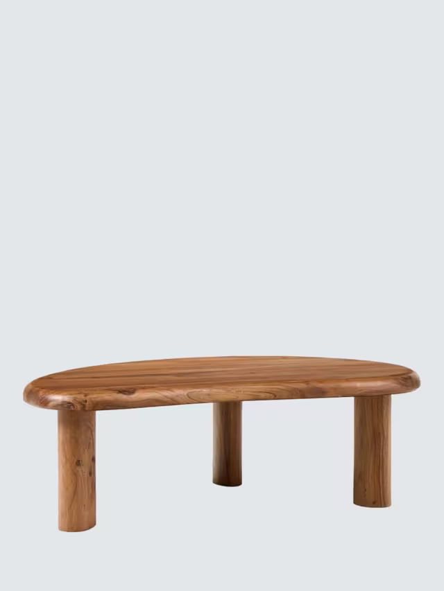 Nilaya Solid Wood Coffee Table Oval Minimalist Living Room | Wooden Legs