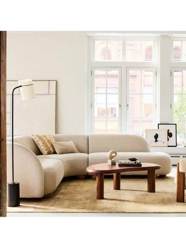 Nilaya Solid Wood Coffee Table Oval Minimalist Living Room | Wooden Legs