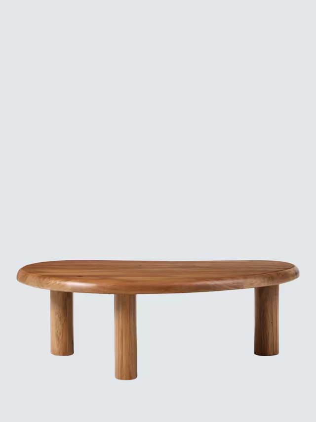Nilaya Solid Wood Coffee Table Oval Minimalist Living Room | Wooden Legs