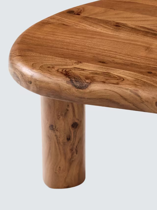 Nilaya Solid Wood Coffee Table Oval Minimalist Living Room | Wooden Legs