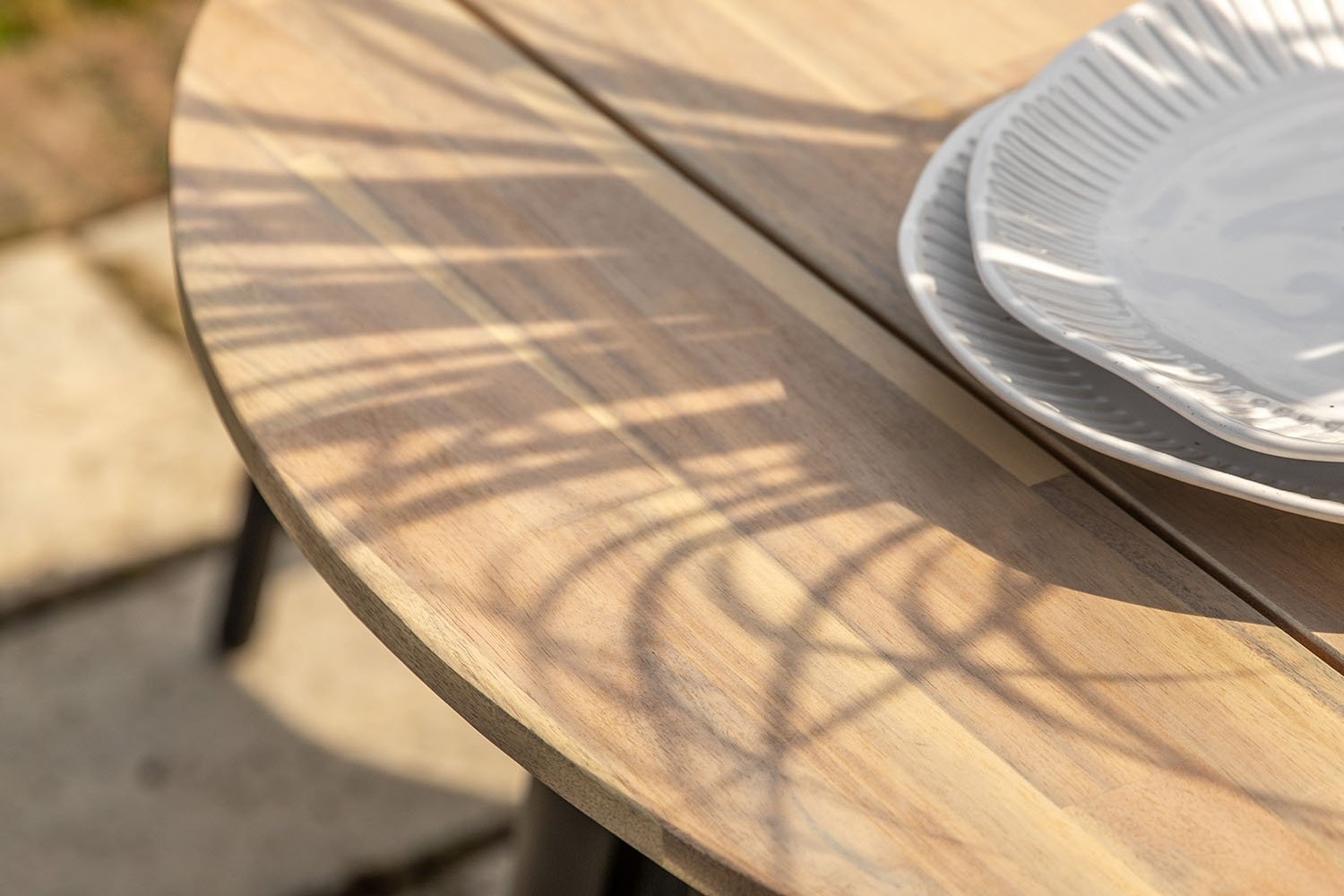 Orbis Round 4 Seater Dining Table Set – Acacia Wood Compact 3 Ft | WoodsBuddy