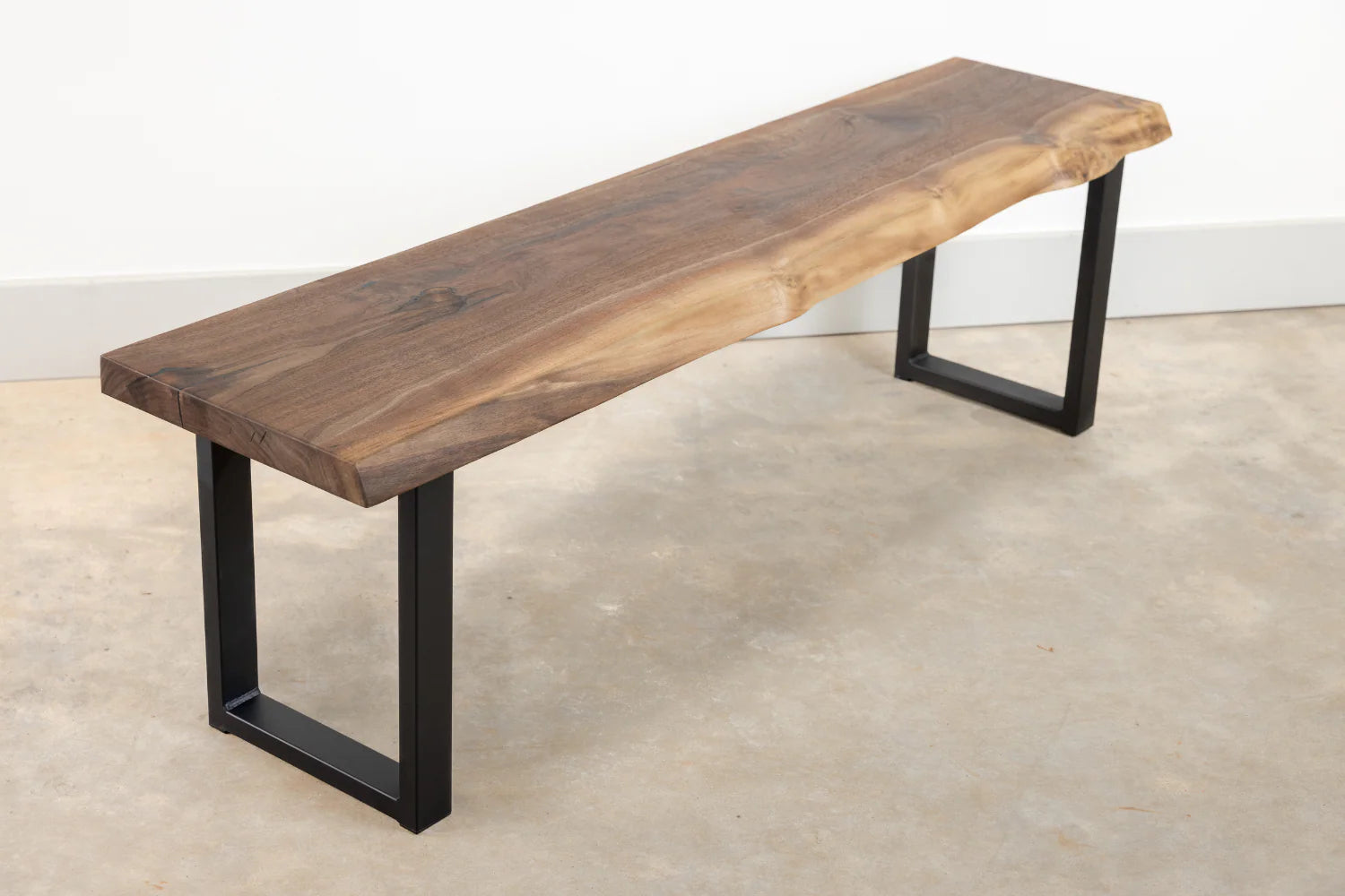 Sylvan Raw Black Walnut Live Edge Bench - 4ft Single Solid Wood Slab | WoodsBuddy