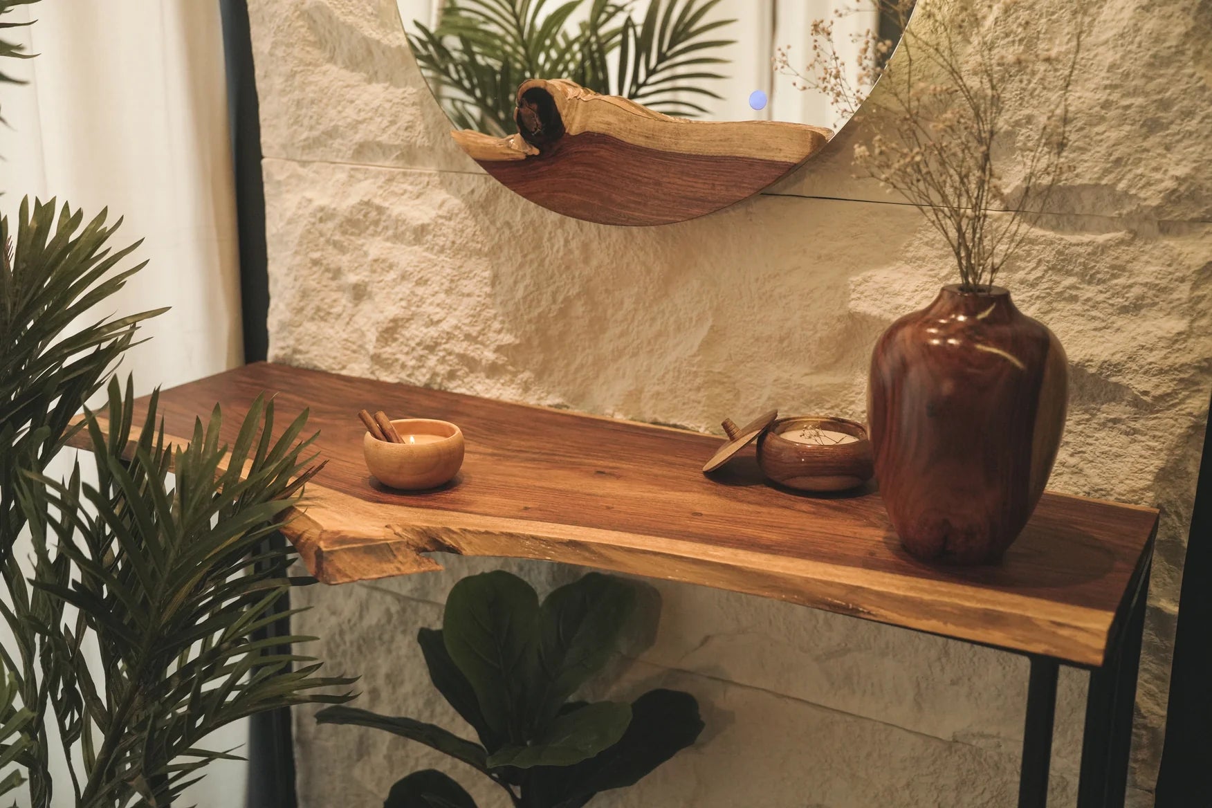 Slim Console Table Narrow 4ft Wall Placement | Solid Wood Live Edge Entryway Table | LinearEdge by WoodsBuddy