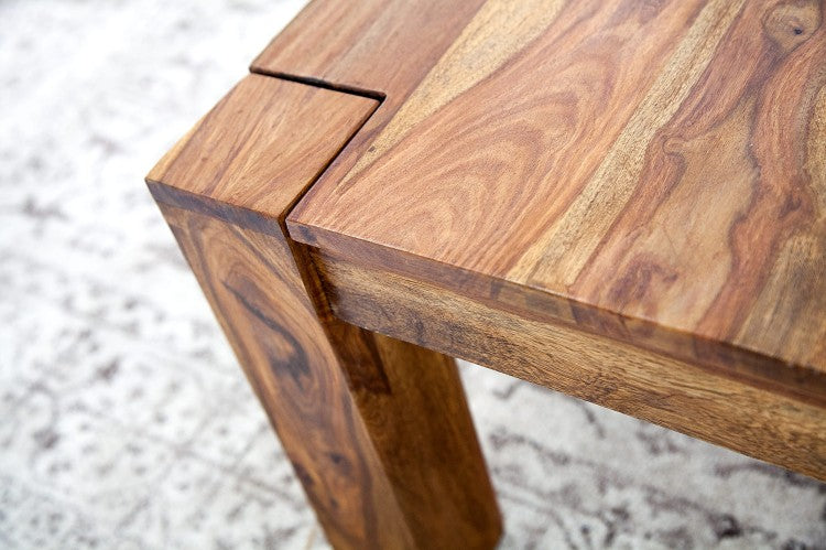 WoodsBuddy Solid Wood Square Center Table for Living Rooms | Thick Leg Design