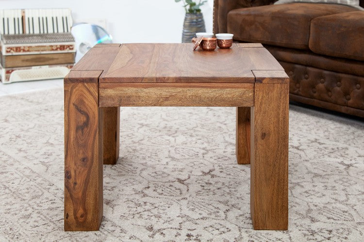 WoodsBuddy Solid Wood Square Center Table for Living Rooms | Thick Leg Design