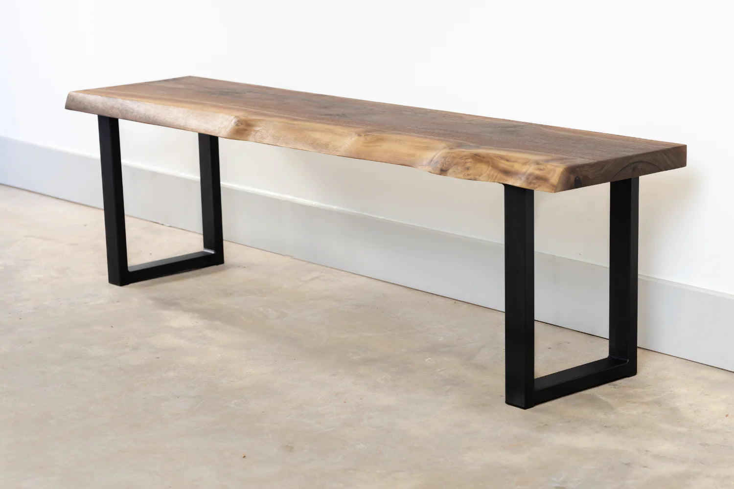 Sylvan Raw Black Walnut Live Edge Bench - 4ft Single Solid Wood Slab | WoodsBuddy