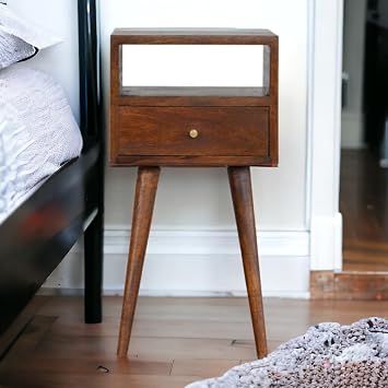 Acacia Allure Solid Wood Side Table – Contemporary Design with Storage | Wood’s Buddy