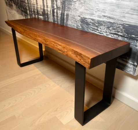 Apex Rugged Edge Entryway Bench - 4ft Deep Grain Slab - WoodsBuddy