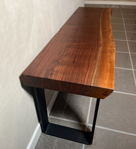 Apex Rugged Edge Entryway Bench - 4ft Deep Grain Slab - WoodsBuddy