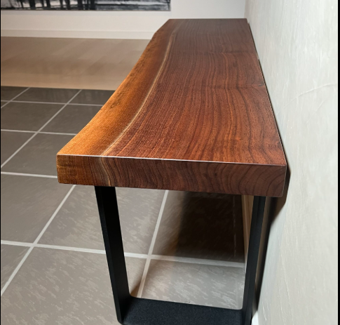 Apex Rugged Edge Entryway Bench - 4ft Deep Grain Slab - WoodsBuddy