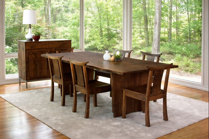 Modern Wooden Japandi Solid Wood Live Edge Dining Table – Minimalist Butterfly Wooden Legs by Wood’s Buddy