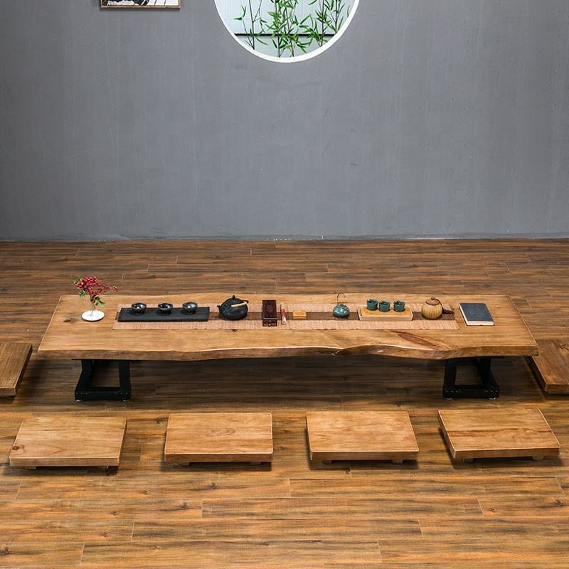 Low Floor Wooden Live Edge Dining Table in Solid Acacia Wood – ,6 Seater