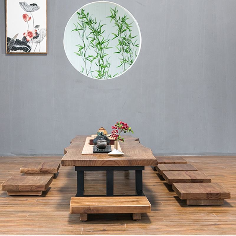 Low Floor Wooden Live Edge Dining Table in Solid Acacia Wood – ,6 Seater