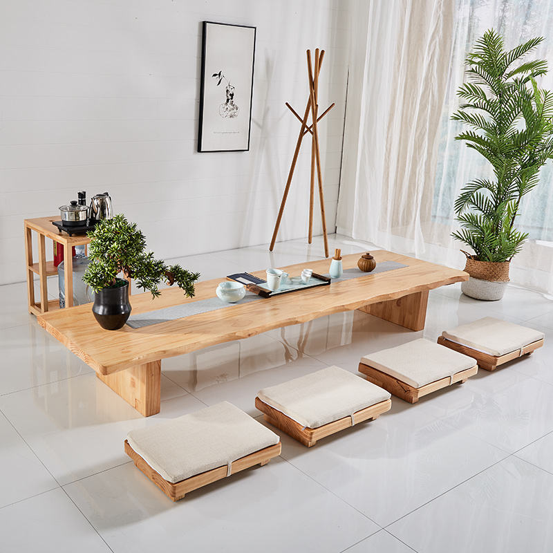 Japanese Floor Dining Table Solid Acacia Wood | Low Floor Seating | 6 Seater