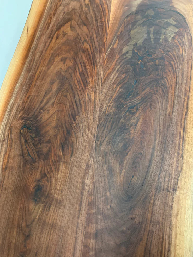 Custom Made Sofa Bar Table Narrow 4ft Behind Couch | Black Walnut Live Edge Solid Wood | LongSpan by WoodsBuddy