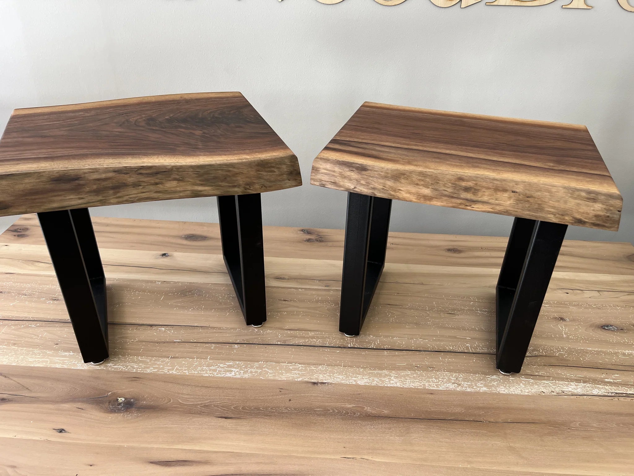 EdgeSpan Live Edge Walnut Side Table Set (2pc) | WoodsBuddy