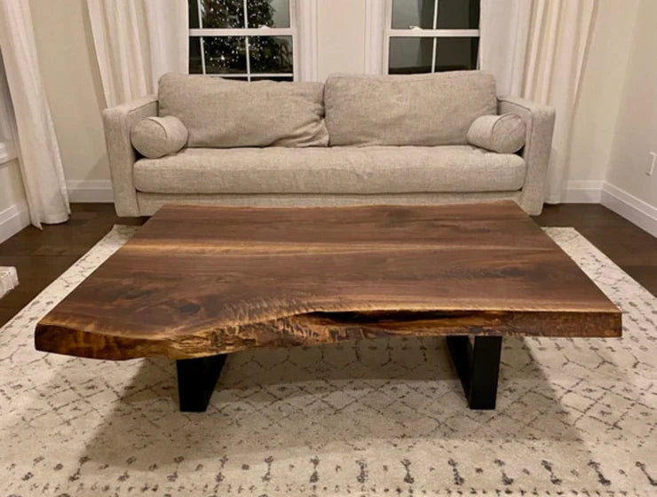 Nerano Live Edge Coffee Table 3x2 ft – Solid Wood Rustic Centerpiece | WoodsBuddy
