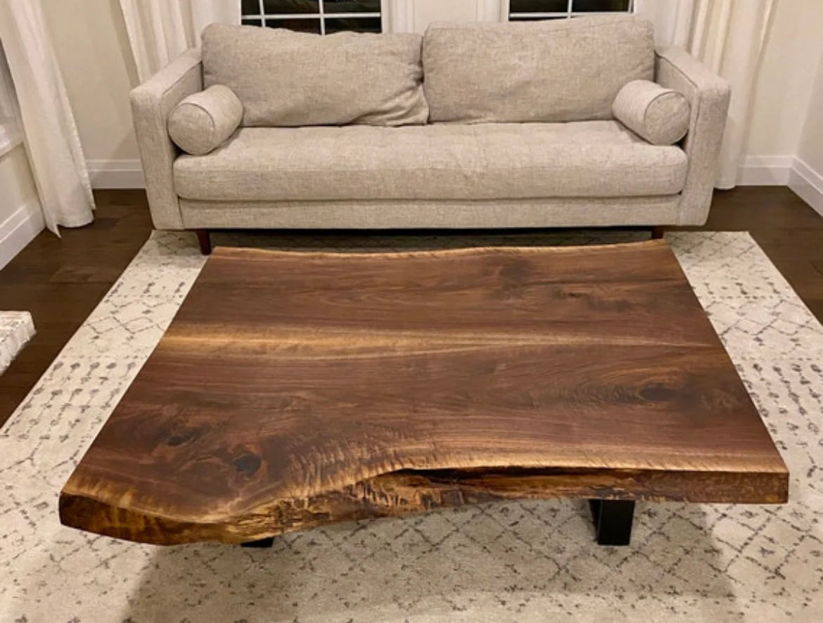 Nerano Live Edge Coffee Table 3x2 ft – Solid Wood Rustic Centerpiece | WoodsBuddy