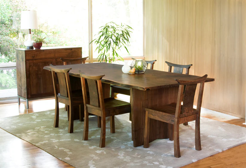 Modern Wooden Japandi Solid Wood Live Edge Dining Table – Minimalist Butterfly Wooden Legs by Wood’s Buddy