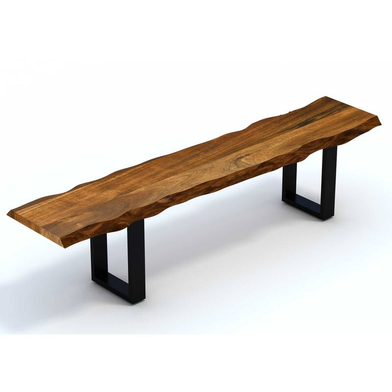Verano Live Edge Wooden Bench 5 ft – Solid Wood Natural Slab Seating | WoodsBuddy