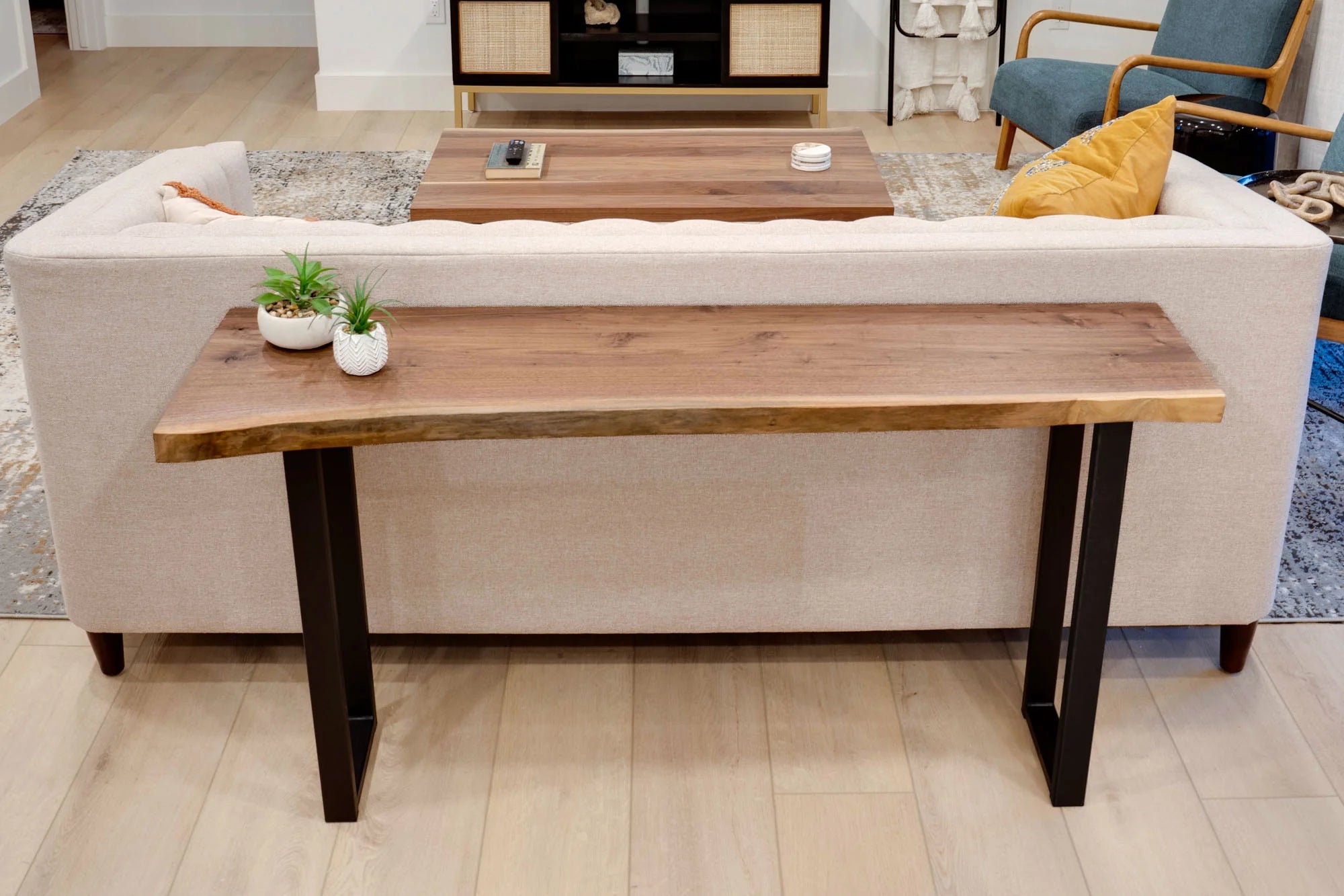 EdgeCraft Natural Live Edge Sofa Table 30x14 Compact Console – Solid Wood Accent by WoodsBuddy