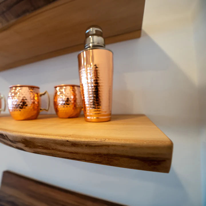 Modern Live Edge Wooden Deep Floating Shelves – Set of 2 | Wood’s Buddy