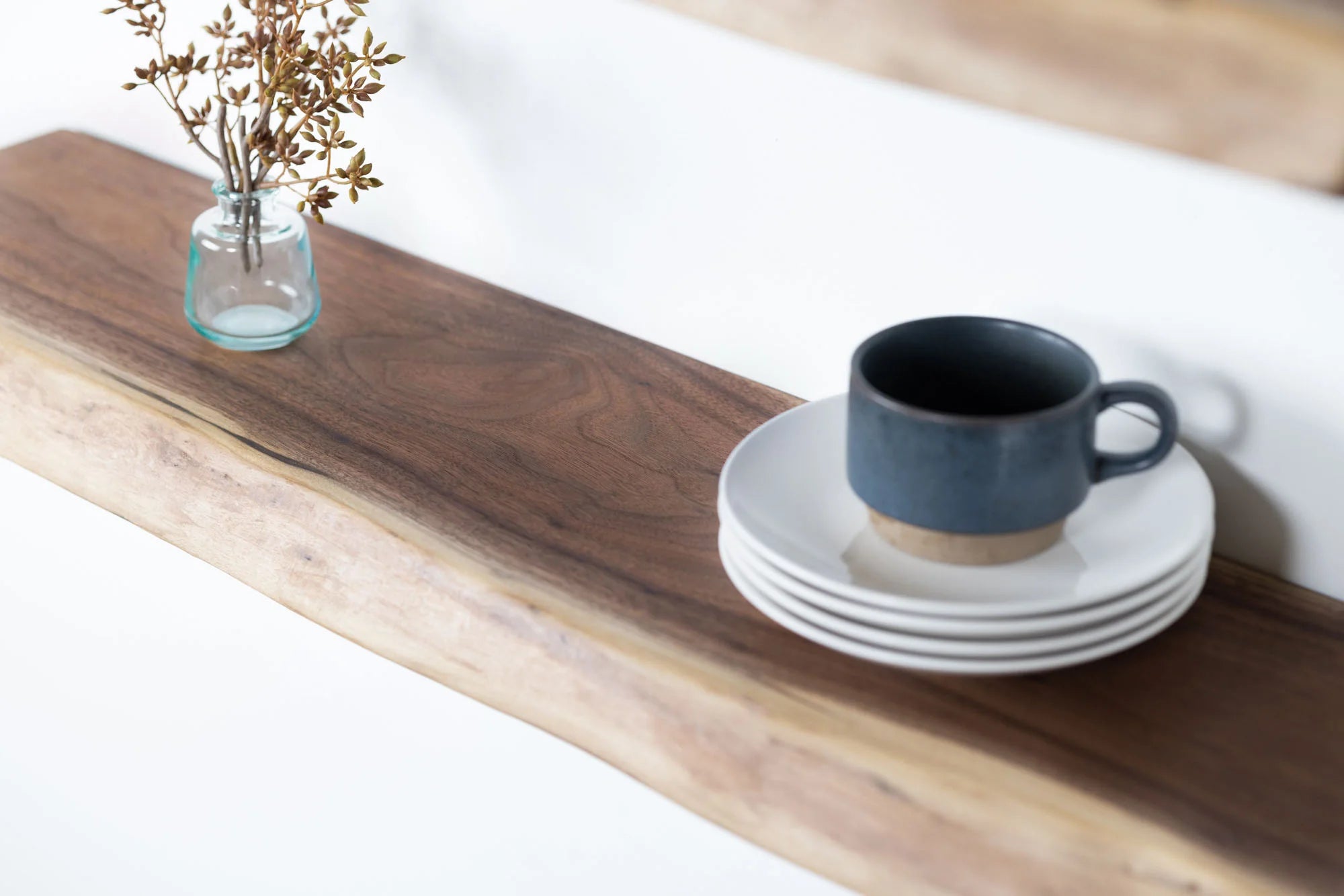 Toras Walnut Tone Solid Wood Floating Shelf Set of 2 | 3 ft Minimal Design | WoodsBuddy
