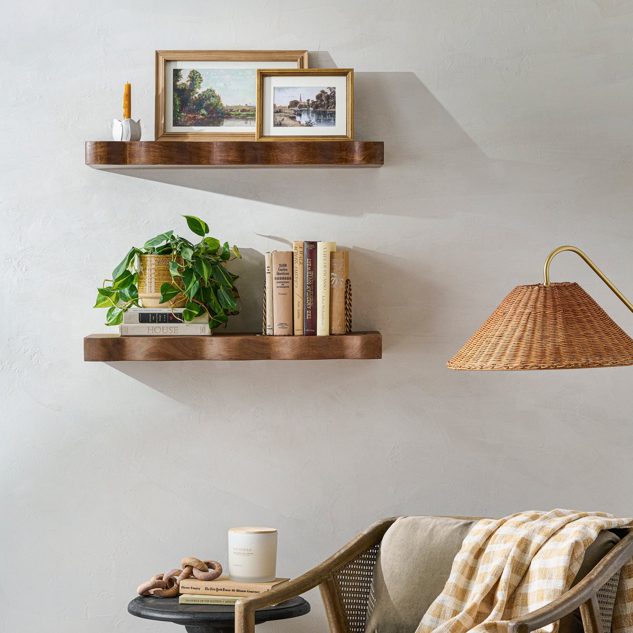 Modern Live Edge Wooden Deep Floating Shelves – Set of 2 | Wood’s Buddy