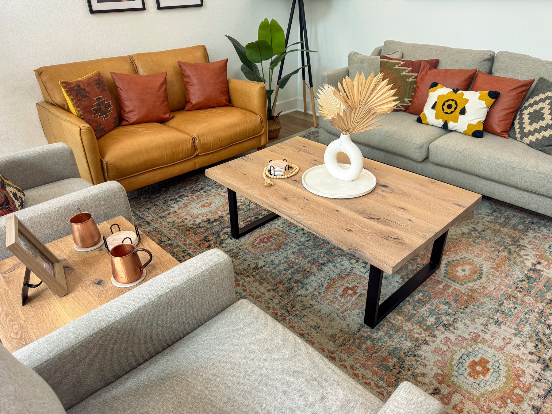 Lunaro Oak-Tone Center Table 3x2 ft – Solid Wood Minimal Living Table | WoodsBuddy