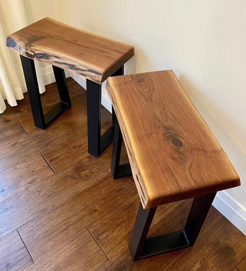 EdgeSpan Live Edge Walnut Side Table Set (2pc) | WoodsBuddy