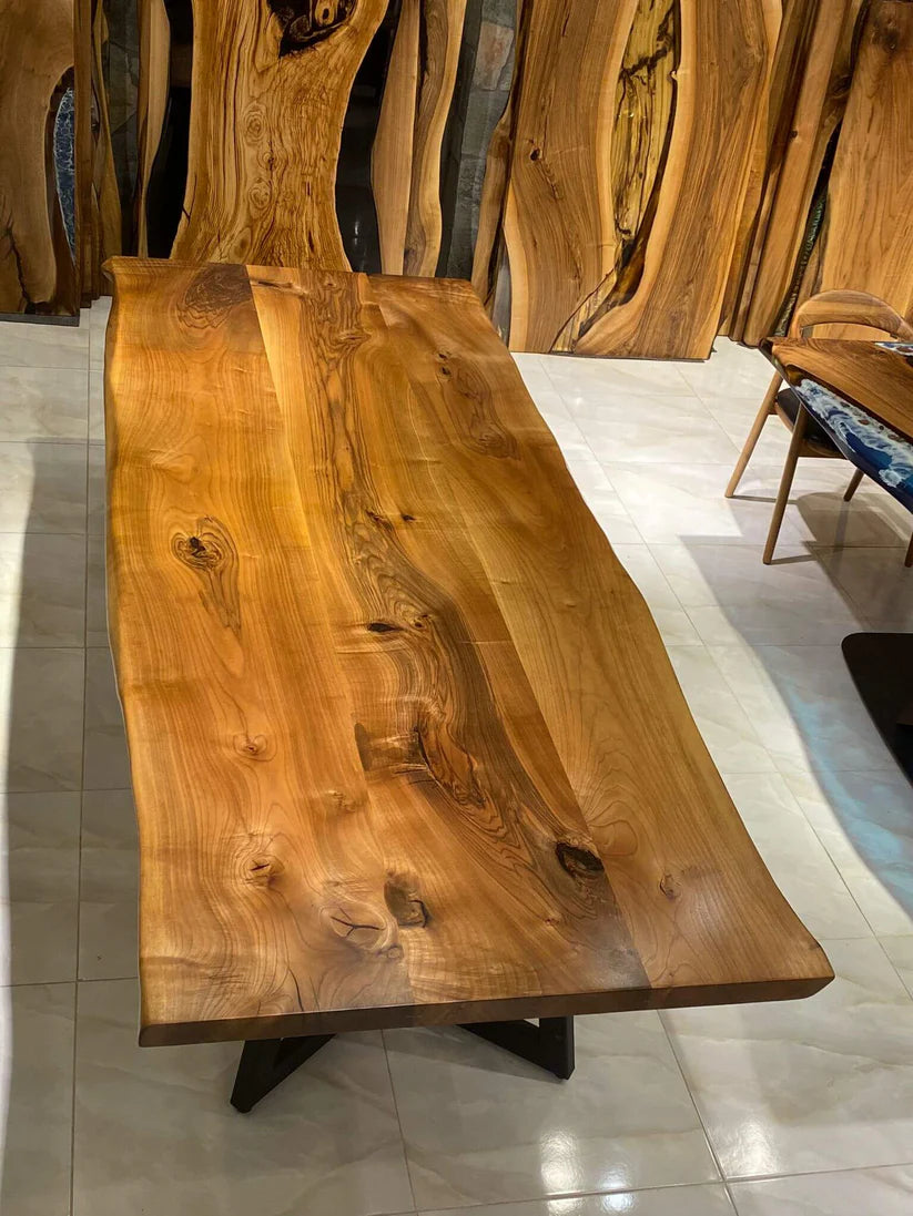 Aurelius Natural Live Edge Dining Table 6x3 ft – Acacia Wood Statement Slab| WoodsBuddy