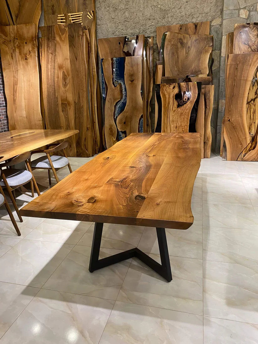Aurelius Natural Live Edge Dining Table 6x3 ft – Acacia Wood Statement Slab| WoodsBuddy