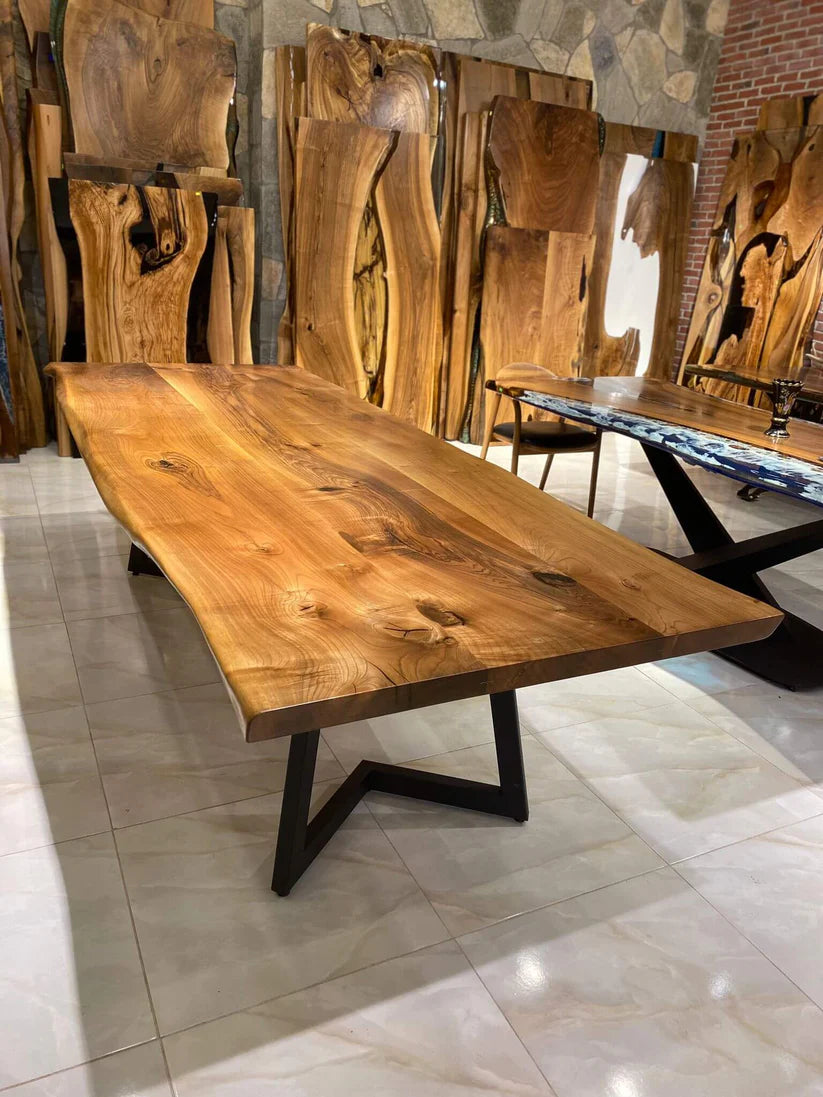 Aurelius Natural Live Edge Dining Table 6x3 ft – Acacia Wood Statement Slab| WoodsBuddy
