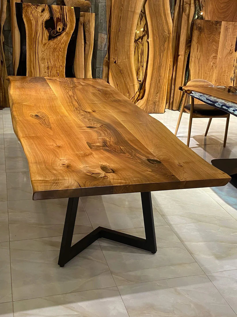 Aurelius Natural Live Edge Dining Table 6x3 ft – Acacia Wood Statement Slab| WoodsBuddy
