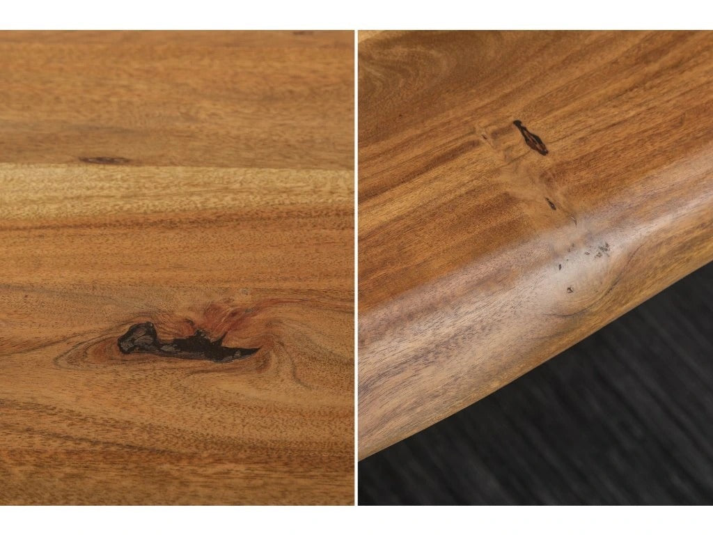 NatureFlow Live Edge Solid Wood Dining Table with Stainless Steel Legs