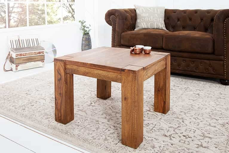 WoodsBuddy Solid Wood Square Center Table for Living Rooms | Thick Leg Design