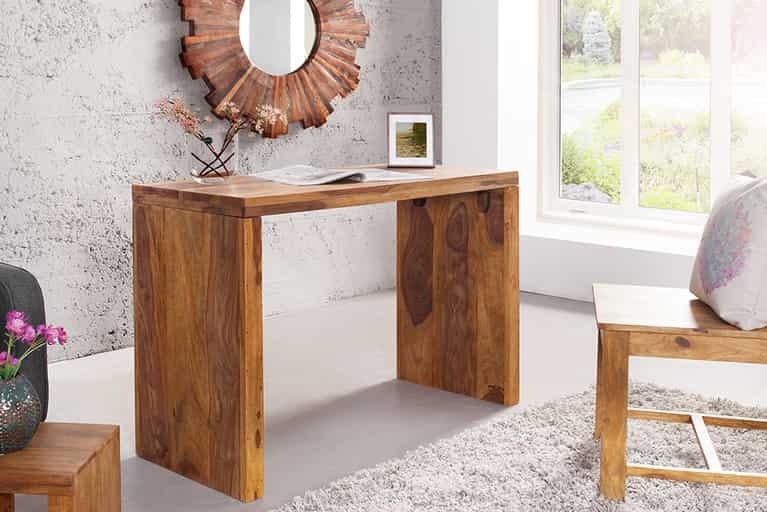 WoodsBuddy Rustic Solid Wood Study Table 4 ft | Clean Slab Design for Home Workspaces