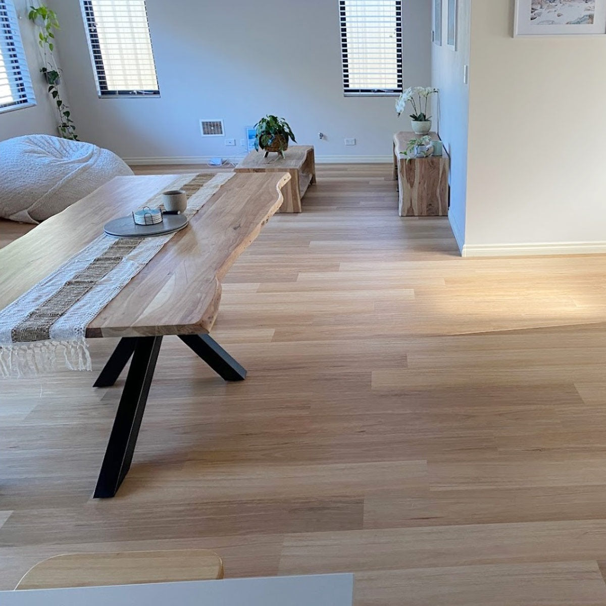 Live Edge Acacia Wood Dining Table | Natural Edge Dining Table Design with X Metal Legs