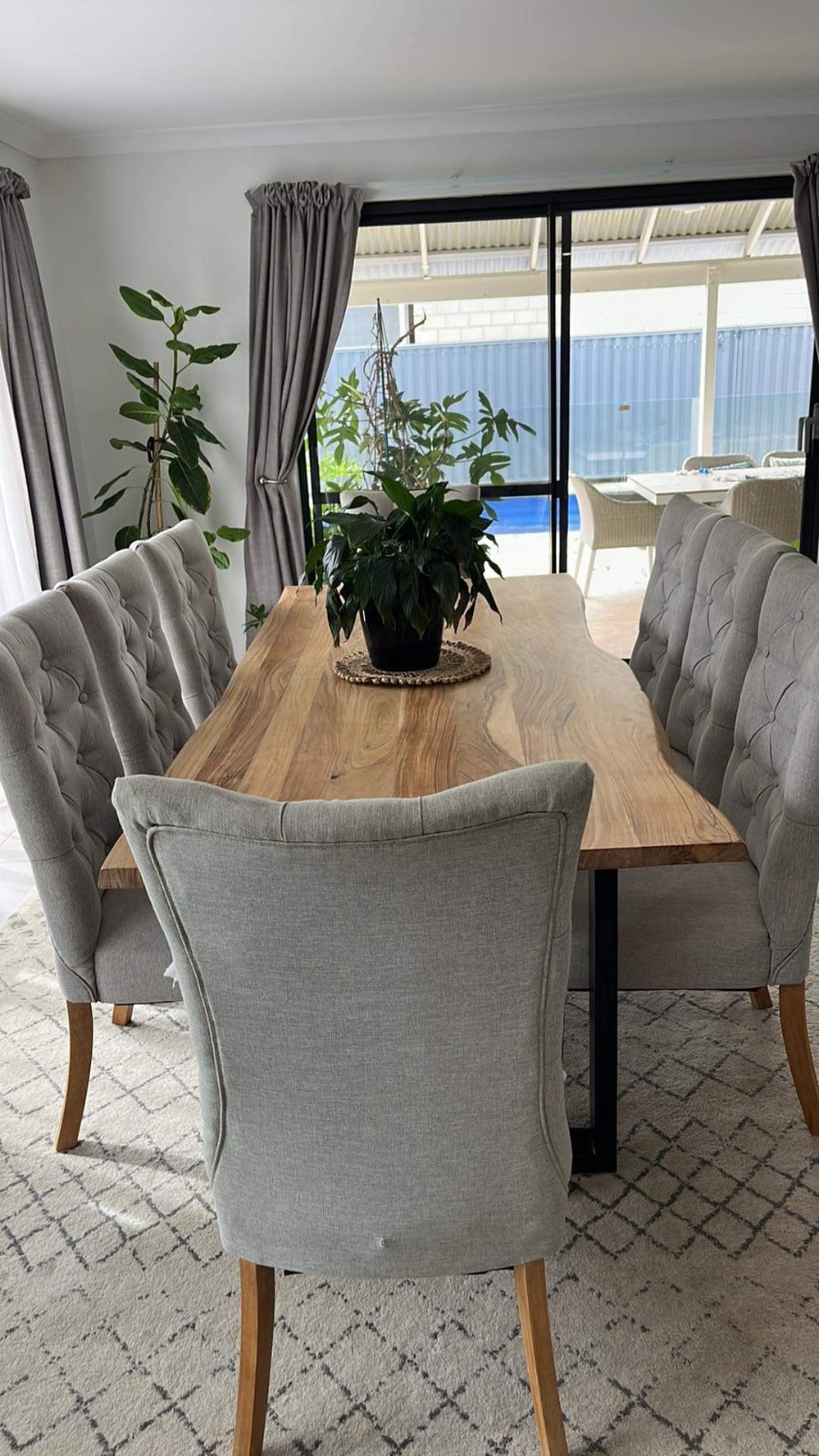 Handcrafted Live Edge Solid Wood Dining Table - Rustic Design