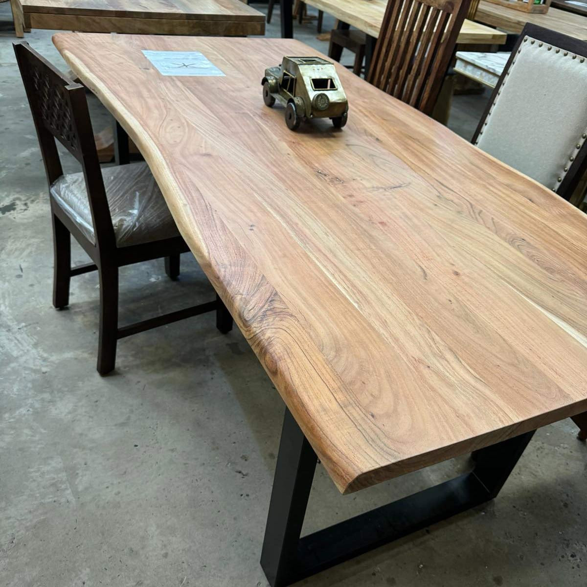 Handcrafted Live Edge Solid Wood Dining Table - Rustic Design