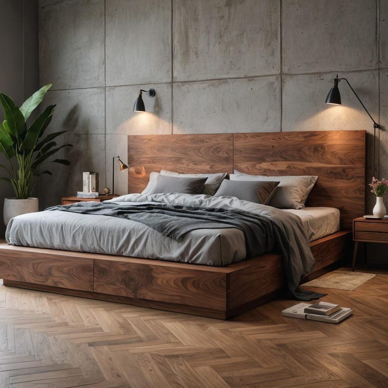 Solid Wood Panel Headboard – Modern Wooden Bed Headboard