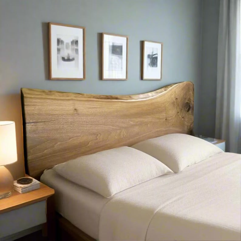 Live Edge Solid Wood Headboard – Handcrafted Natural Wood Bed Headboard