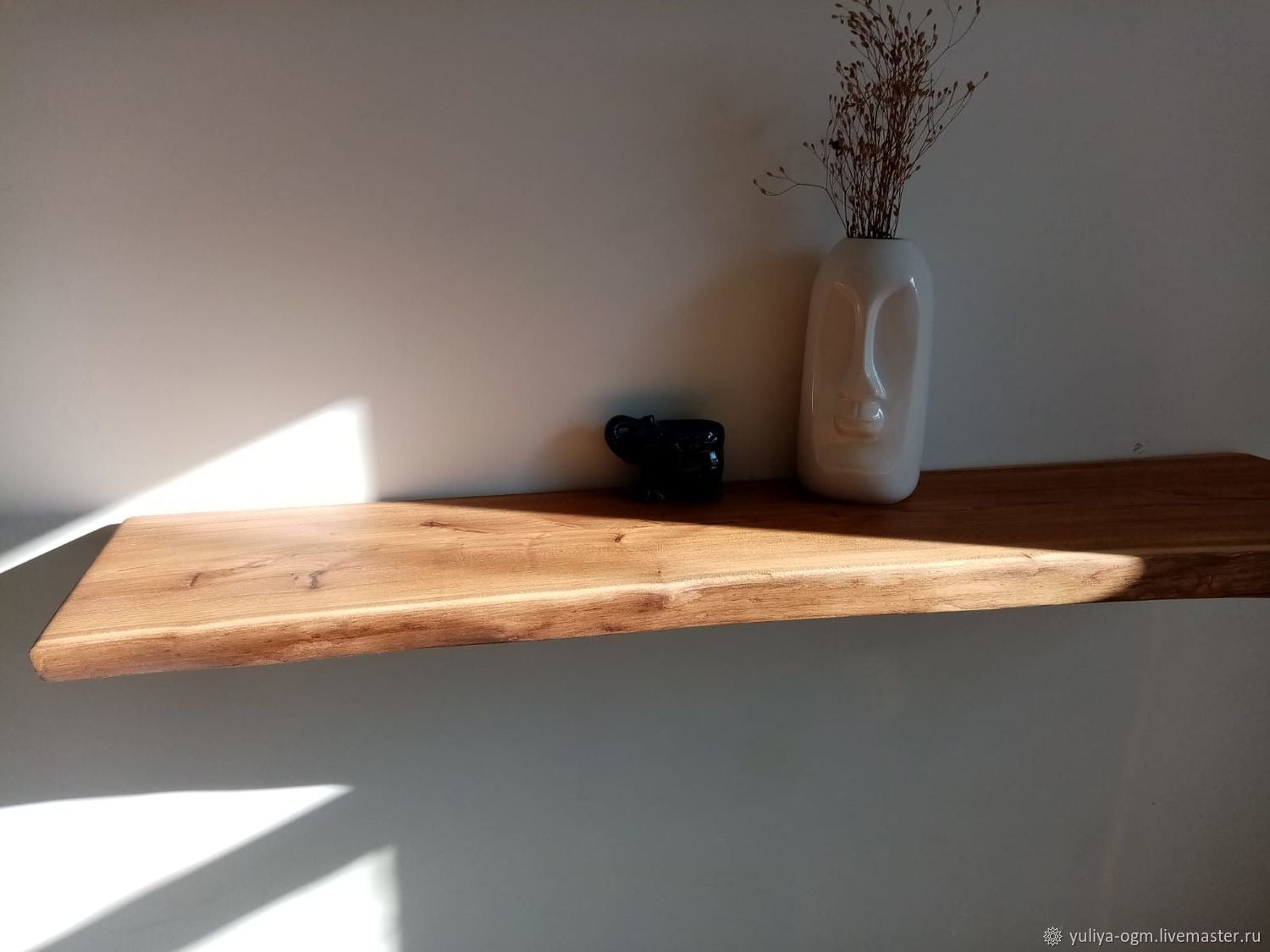Rustic Horizon Artisan Solid Acacia Live-Edge Floating Shelf – Premium Handcrafted Timber Mantel & Wall Decor – Custom Sizes Available