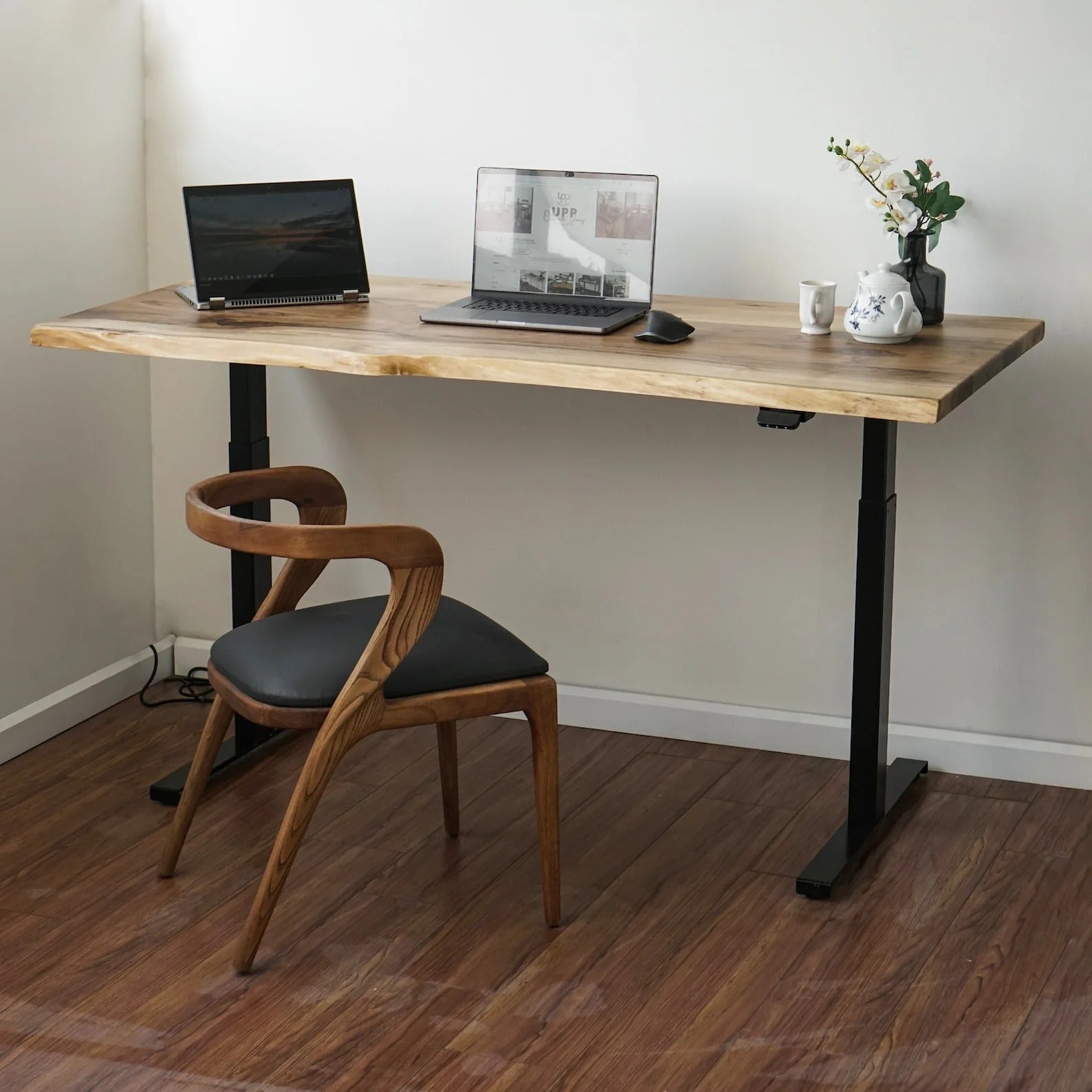 Live edge electric adjustable table