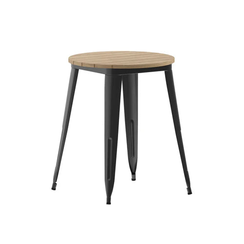 UrbanEdge Round 2 Seater Bistro Table Set – Solid Wood Top with Metal Frame 24x24 | WoodsBuddy