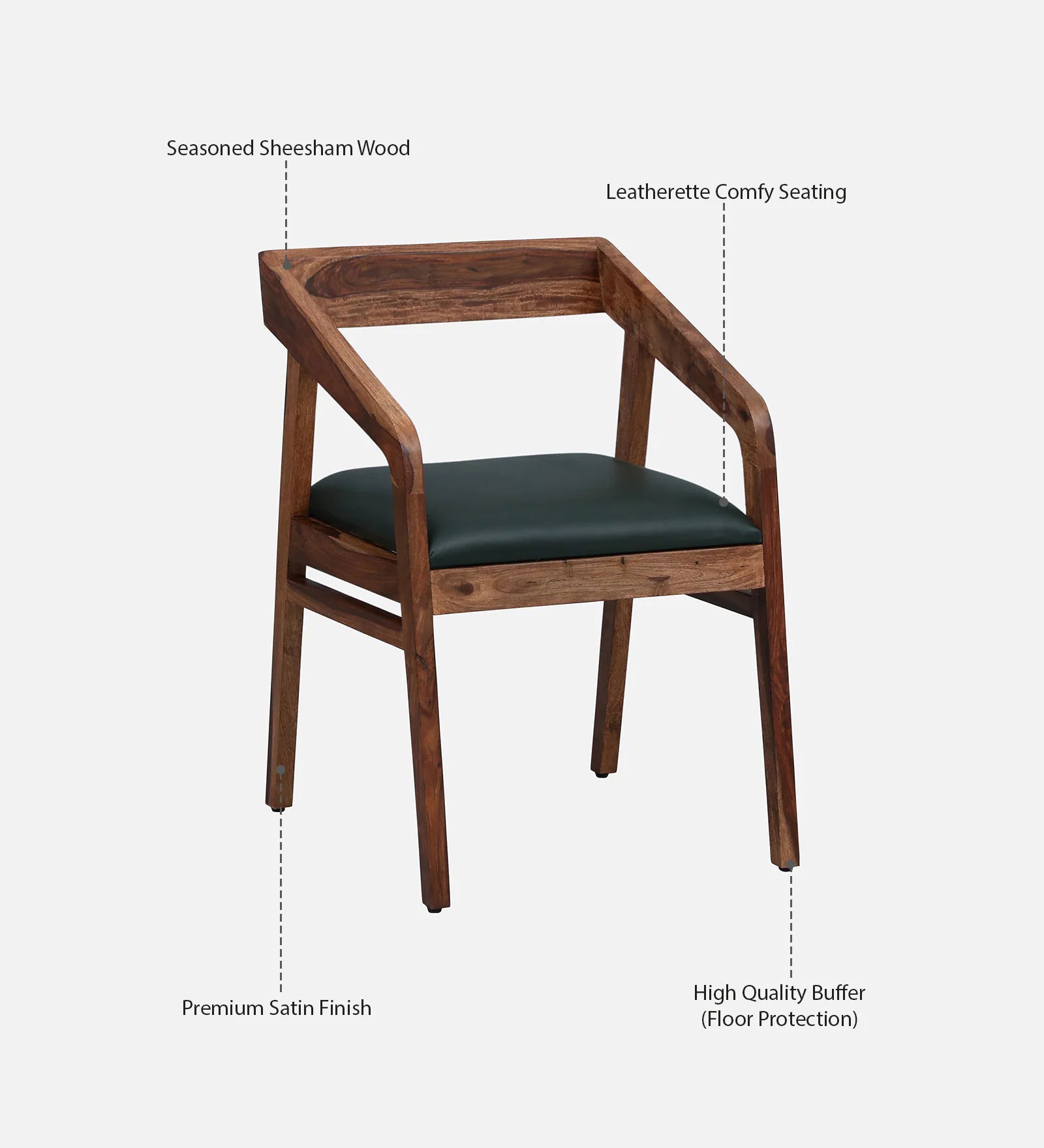 Arvello Sheesham Wood Arm Chair – Rustic Teak Finish Upholstered Lounge Seat | WoodsBuddy