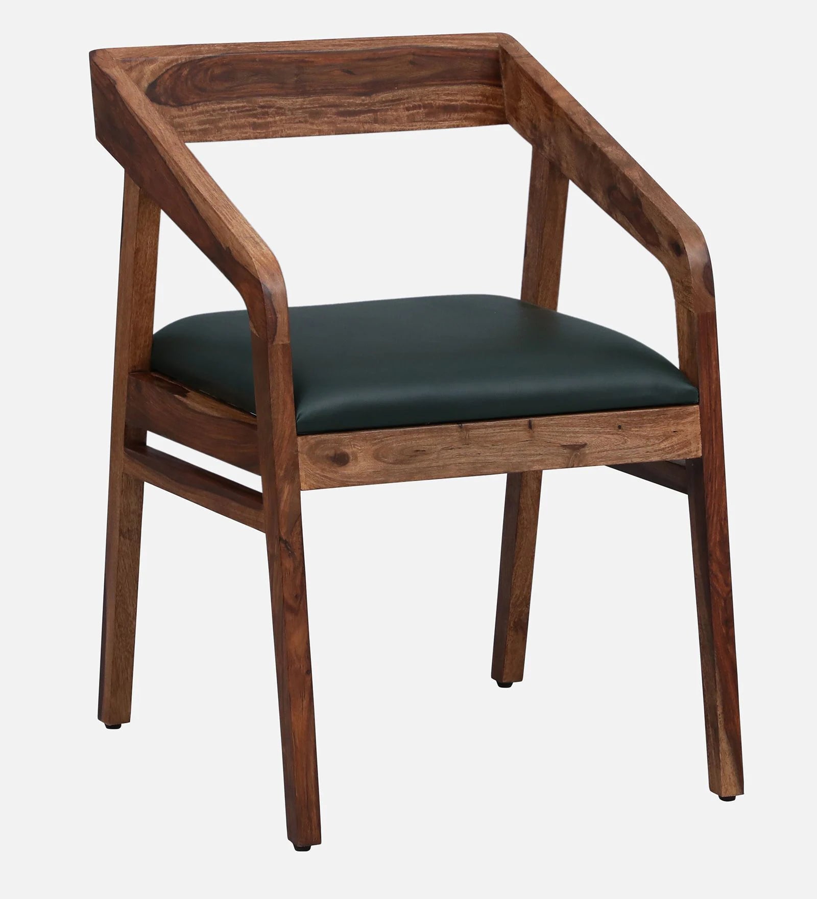 Arvello Sheesham Wood Arm Chair – Rustic Teak Finish Upholstered Lounge Seat | WoodsBuddy