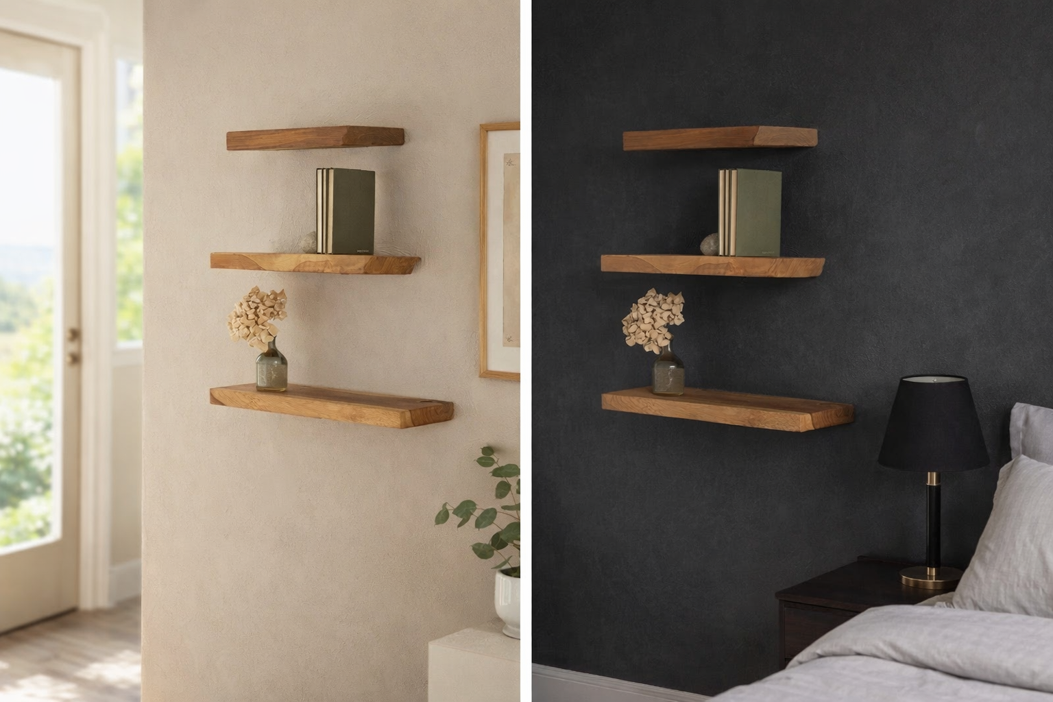 Rustic Deep Solid Wood Floating Shelves – Set of 3 Handcrafted Wall Décor | Wood’s Buddy